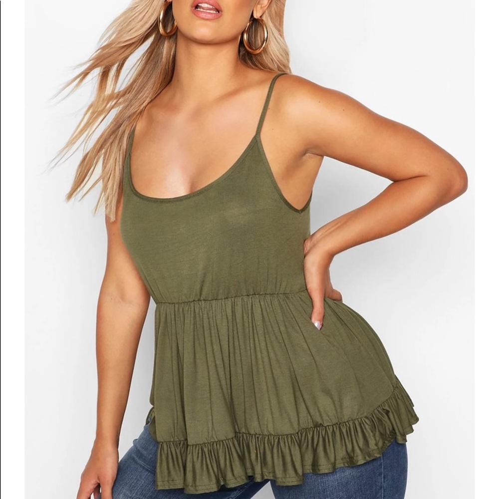 Olive Smocked Tiered Cami